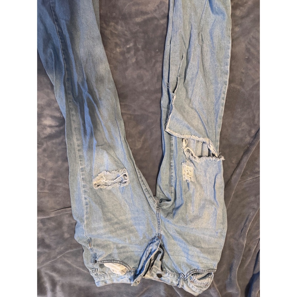 Fashion Nova Distressed Light Wash Straight Leg Jeans Size 7 UK5298